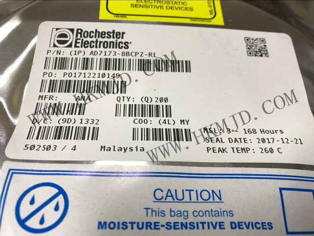AD7173-8BCPZ：8/16通道、31.25kSPS、24位Σ-Δ型ADC