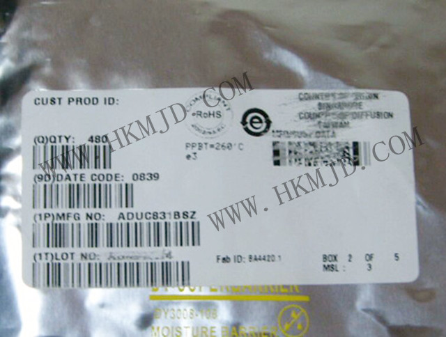 ADUC831BSZ：具有嵌入式62 KB閃存MCU的MicroConverter?、12位ADC和DAC