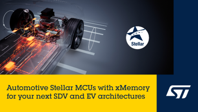 意法半導體推出內置xMemory的Stellar車規(guī)級微控制器，確保滿足下一代汽車的未來需求