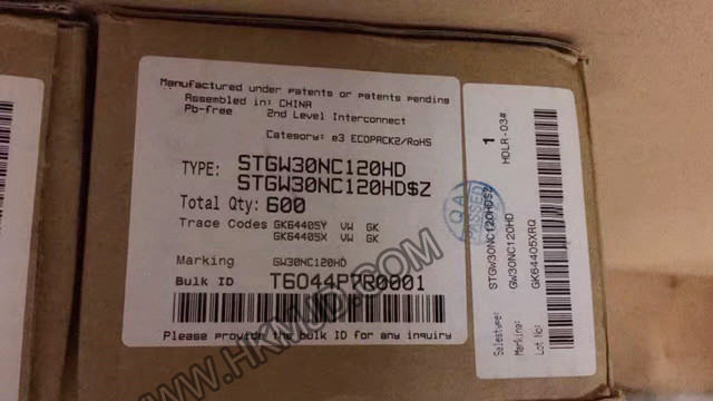 ST TO-247-3 | STGW30NC120HD：N溝道1200 V、30 A超快PowerMESH IGBT