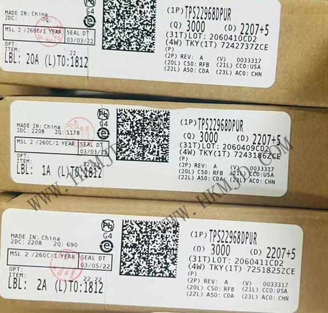 供應(yīng) TI TPS22968DPUR 雙通道超低電阻負載開關(guān)，帶受控導通功能