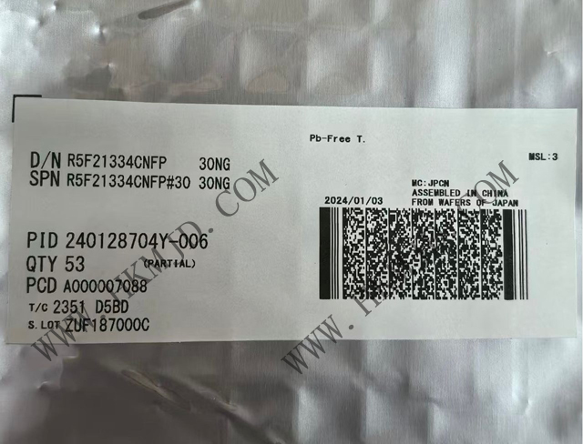 瑞薩電子【MCU芯片】R5F21334CNFP 16位微控制器，采用R8C CPU內核