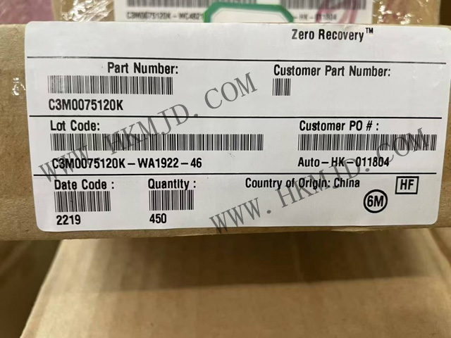 現(xiàn)貨供應 Wolfspeed C3M0075120K 1200V SiC MOSFET，75mΩ 低導通電阻