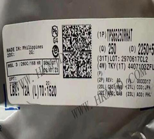 [出售原裝] TPS65250RHAT (TI) 高電流、同步三路降壓轉換器